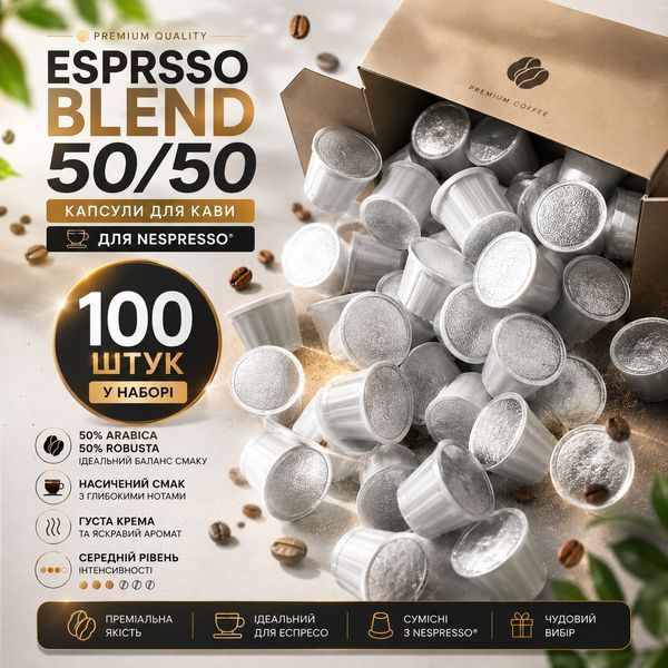 Капсули для кавомашин Nespresso Gusto Espresso Blend Silver 50/50, 100 шт- 1 шт kp143 фото